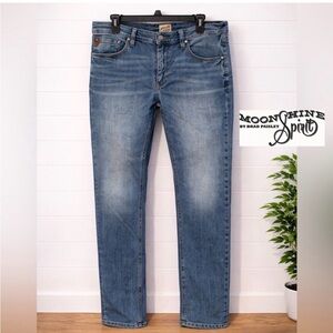 💙👉🔥Men’s Moonshine Spirit “120 Proof” Slim Straight Jeans 36x36 | Stretch Denim